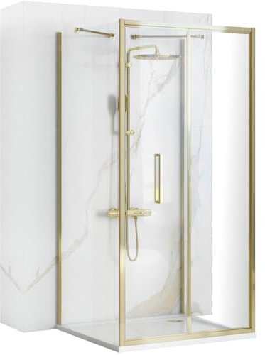 Rea Box Doccia A Parete Rapid Fold Gold 80x90 Cabina Doccia senza piatto doccia Vetro di sicurezza temperato Transparent 4mm, 6mm (d'oro) porta: 80 parete: 90 cm