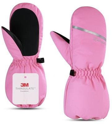 KUTOOK Guanti da Sci per Bambini 6-8 Anni Guanti Invernali Caldi Guanti Neve Bambina Guanti Impermeabili Bambino Termici per Slittino Snowboard Pattinaggio Ciclismo Corsa