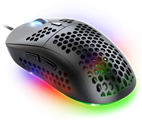 Spirit Of Gamer - Pro M4 Dark, Souris Gamer Filaire RGB 12800 DPI, 6 Boutons Programmables, 13 Modes de Rétroéclairage Lumineux, Design Nid d'abeille Ultra-légère, Gaming Mouse, Compatible PC, Noir