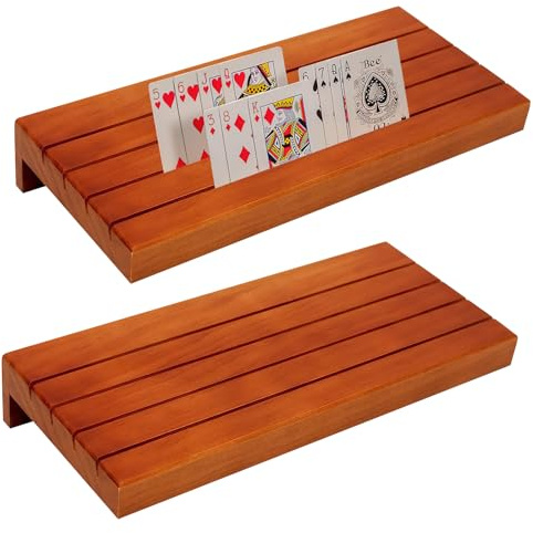 UOCAI 2 soporte para tarjetas para niños y juego, madera, manos libres, póker, 33