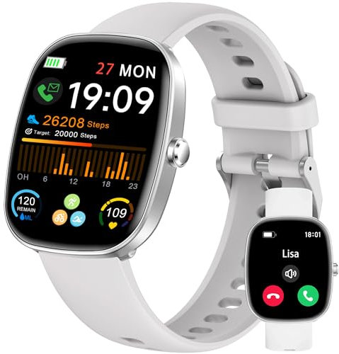 Smartwatch Damen Herren mit Telefonfunktion/Blutdruckmessung/Schlaftracker/Herzfrequenz/SpO2/Schrittzähler, 120+ Sportmodus,Wettervorhersage,IP68 Wasserdicht, 1,83'' HD Fitness Tracker für iOS Android
