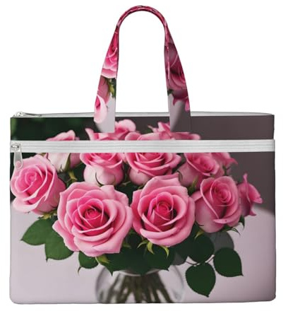 SDEGTHO Red Roses Zippered Document Bag With Handle For Carrying Paper Files Books Filing Folder