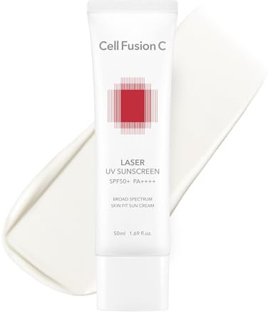 Cell Fusion C Protezione solare UV laser SPF 50+ PA++++, senza colata bianca, mira ai segni dell'invecchiamento UV con collagene idrolizzato + peptide + tocoferolo, 50 ml