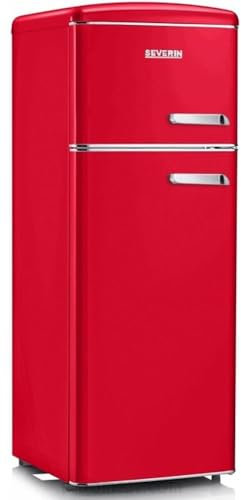 Severin RKG 8890 Retrò - Frigorifero Doppia Porta, 206 Litri, Statico, colore Rosso, Aperura Porta a Sinistra