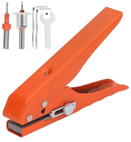 Telituny Pince Perforatrice 1 trou 10mm, Perforateur Monotrou Robuste, Pince à Poinçonner pour Bandes de Chant, Pinces Emporte Pièce Métal, pour Bordure, Carte Bancaire, PVC, Film Rigide, Placage Fin
