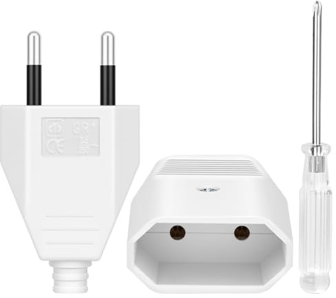 AXFEE 2 Pezzi Spina Europea Piatta 250V, 2,5A Spina Elettrica, con Contatto di Protezione Antipiega, per Elettrodomestici Apparecchi di Illuminazione Prese e Piccoli Elettrodomestici -Bianco