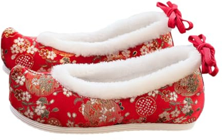 ibasenice Chaussures Chinoises Brodées Plates avec Talon Caché Style Ethnique Vintage pour Filles Confort Léger Compatibles Costume Hanfu Design Traditionnel et Moderne