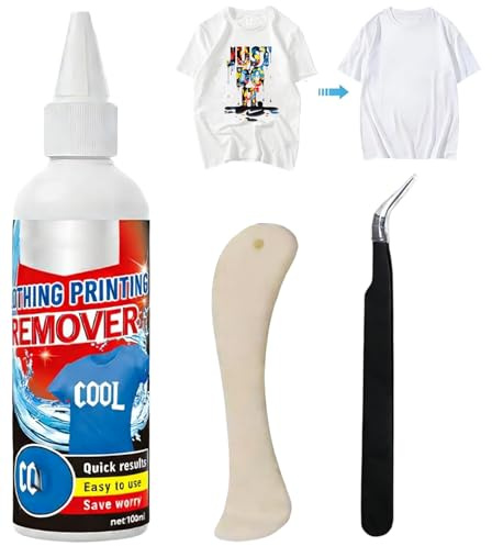 DTF Remover para Camisetas,Quita Adhesivos,Eliminador de Estampados de Ropa,Removedor Impresión,Removedor de Flocado Textiles,con Raspador y Pinzas,Perfecto para Eliminar Impresiones de Textiles