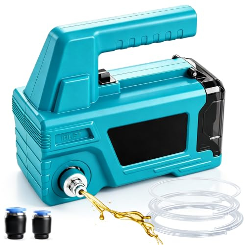 Akku dieselpump, oljebytepump Kompatibel med Makita 18V batteri, elektriska bränslepumpar med slangar, 120W, 300GPH bärbar oljepump av diesel, fotogen och värmeolja för båt, lastbil (utan batteri)