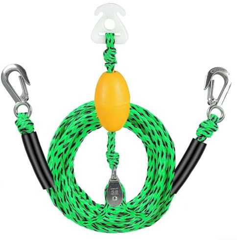 Corde de remorquage robuste pour bateau, harnais de ski nautique pour tubes, connecteur remorquable en forme de Y de 5,2 m, système de poulie rotative à 360 degrés, ligne de remorquage pour wakeboard