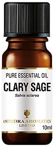 Clary Sage, Pure Essential Oil. In a 10ml Amber Glass Dropper Bottle