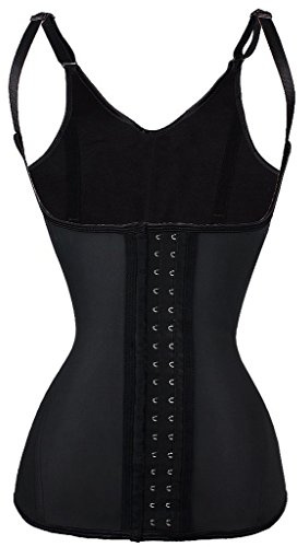 Everbellus Donna Latex Regolabile Shapewear Corsetto Bustino Vita Trainer Cincher Body Contenitivo Modellante Corpo Shaper con Spalline Nero Small