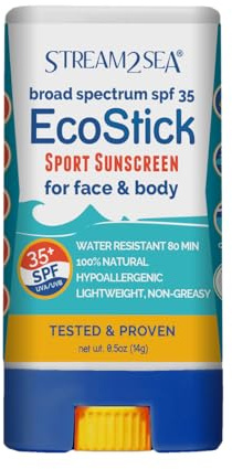 STREAM 2 SEA EcoStick SPF 35 Mineral Sunscreen Stick | Sweat & Water Resistant Sunblock | USDA Approved Biodegradable & Reef Safe Sunscreen Protection(EcoStick Sport)