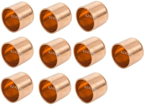 (10Pcs) EZ-FLUID Plumbing 3/4 Solder Copper Pipe End Cap LF,Pressure Copper Cap Plug Fitting with Sweat Solder Connection for Residential,Commercial