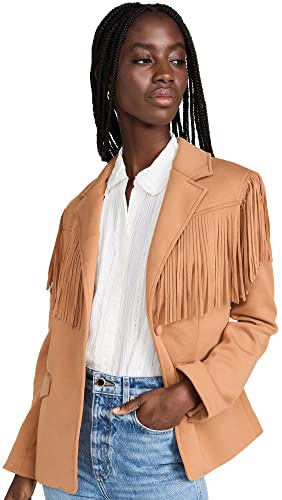[BLANKNYC] Women's Free Bird Fringe Blazer, Free Bird, Orange, M