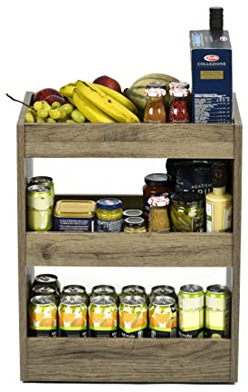 Iris Ohyama, Scaffale con ruote/mobili da magazzino con ruote/carrello/desk in legno, Facile da spostare e con ruote regolabili, Ufficio, soggiorno, studio - Storage Cart WSW-280 - Cenere marrone