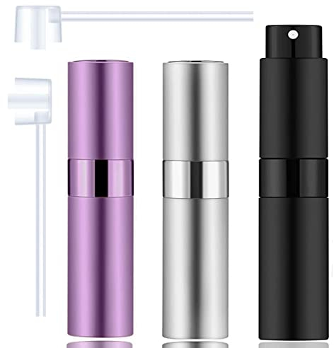 Leikedun 3 PCS Perfume Atomiser Bottles 8ml Mini Refillable Spray Portable Liquid Bottle Empty Travel Bottle for Purse Handbag Pocket Luggage