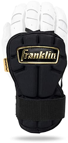 Franklin Sports Baseball Hand + Wrist Guard - PRT LG Series Adult Hand + Wrist Protector for Batting - Protective Shield - Righty + Lefty Hitters - Black + Gold - One Size - Adult