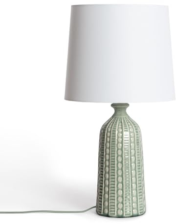 LEDKIA LIGHTING - Lámpara de Mesa Cerámica Zellin | Base E27 | Apta para Interior IP20 | Altura 570 mm, Diámetro 260 mm | Compatible con Bombillas LED RGB/CCT, Verde Caqui, Cerámica