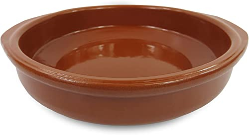 Casseruola in terracotta, adatta per forno/gas, lavastoviglie, casseruola rotonda in terracotta, realizzata in Spagna varie misure (22 cm)
