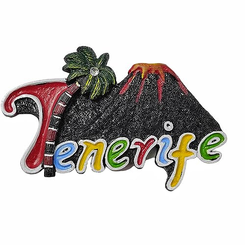 Calamita per frigorifero 3D Tenerife Spagna, souvenir da viaggio, decorazione per frigorifero, adesivo magnetico dipinto a mano