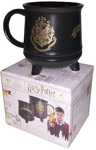 Harry Potter Tasse - Hogwarts Zauberkessel Hexenkessel Kaffeetasse Becher Kaffeebecher aus Keramik Schwarz 450 ml