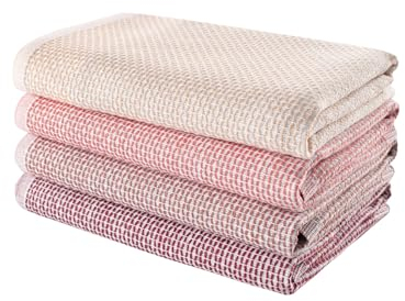 Blue Burgeon Geschirrtücher - 4 Geschirrtücher Baumwolle 40x60 Rote Kombination - Lebhafte Rote Küchentücher im 4er-Pack