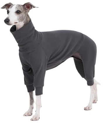 ESCCBOO Mjukt bomullsset i svampig bomull för italienska vinthundar och whippets, supermjuk och varm pyjamas och jumpsuit (XL, grå)