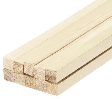 Sourcing Map Varillas cuadradas de madera, 25,4 x 1 x 1 cm, madera dura sin terminar, tronco para manualidades (paquete de 10)
