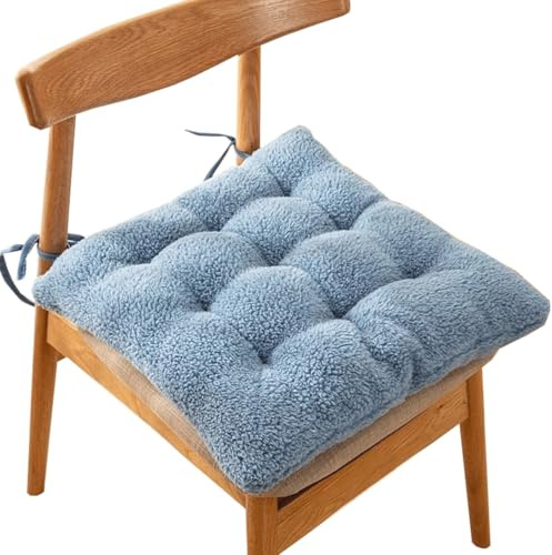 Juego De 1/2/4 Cojines de Asiento, 32x25cm/40x40cm/50x50cm con Cintas de Sujeción, Cojines para Silla Suave para Taburete, jardín, Interior, Exterior, hogar(Blue-Grey,1PC_40X40CM)