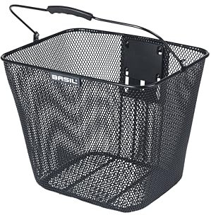 Basil Bilbao Fahrradkorb vorne, Schwarz, wetterfest, KF-kompatibel – robuster Lenkerkorb für Schule, Arbeit & tägliche Einkäufe, vielseitig & praktisch.