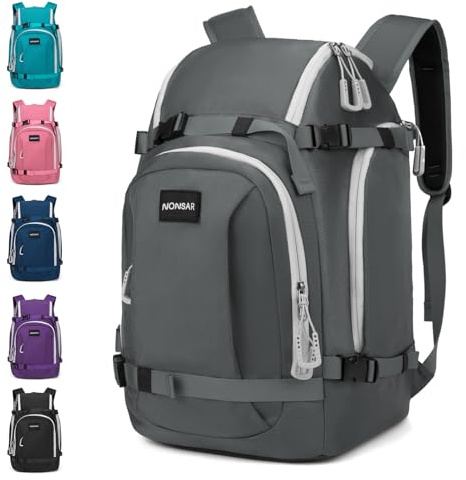 NONSAR 50L Ski Boot Bag - Waterproof Snowboard Boot Travel Backpack for Helmet, Googles, Gloves, Skis & Accessories for Men Women