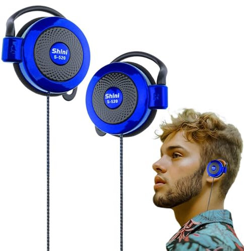 Casque Filaire à Clip - Écouteurs stéréo de Sport de 3,5 mm - Compatible avec MP4 et la Plupart des téléphones Portables pour la Course, la randonnée, l'entraînement et Le Quotidien