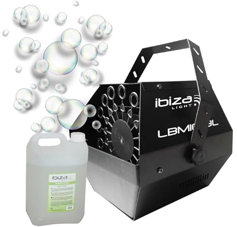 Ibiza Light - Pack Machine à Bulles sur Batterie Rechargeable Ibiza Light LBM10BAT-BL - Bouteille Liquide à Bulles 1L - Mariage Baptême Enfant