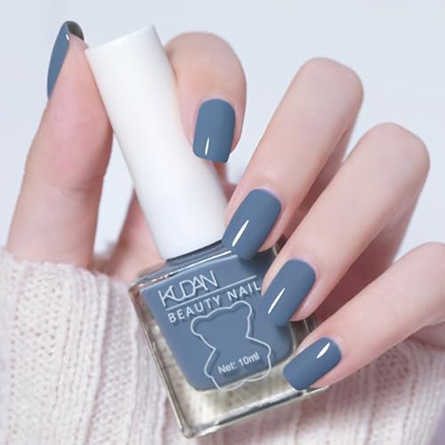 Blue Nail Polish - Grey Blue Nail Varnish - Air Quick Dry Nail Polish - Easy Apply Long-Lasting Nail Varnish - High Glossy Nail Paint Nail Art Polish For Women Girls Manicure DIY