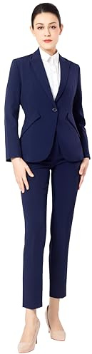 Ava Luke Ensemble Tailleur Pantalon Femme – Blazer et Pantalon Long – Costume Femme Élégant pour Travail, Business et Entretien