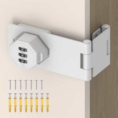 BiceNoning Serrure à combinaison à 3 chiffres à 90 degrés, en alliage de zinc, sans clé, loquet de porte rotatif de sécurité par mot de passe pour armoire de bureau, tiroir, casier, placard (1, blanc)