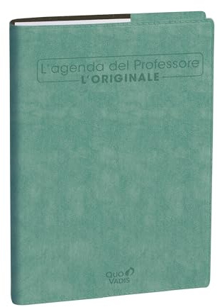 Quo Vadis - Agenda enseignant - 2026-2027 - Le Professeur - Semainier Horizontal - Italien - Roma - Vert - 12 mois de août à juillet - 21x27 cm - Papier Clairefontaine blanc - Fabrication française