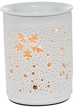 UTHCLO Lampada profumata elettrica in ceramica con motivo a fori rotondi, elegante bruciatore di profumo per la casa per oli essenziali, scaldacera aromaterapeutica, adatto per presa di corrente