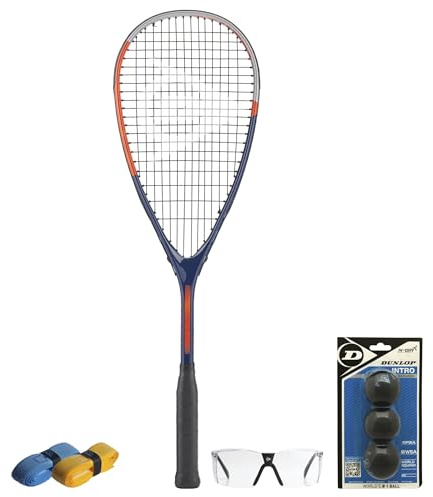 CX Pro Sport Tristorm Pro Squash Set – Includes 1 Dunlop Tristorm Pro Racket, 3 Intro Balls, 1 Dunlop Protective Eyewear Club & 2 CX Pro Sport Grips – Exclusive Bundle