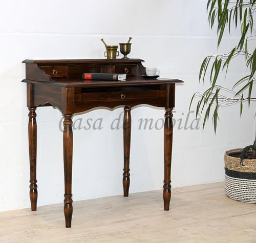 Massivholz Sekretär mit aufsatz 78x90x52cm Varese Pappel massiv braun kolonial lackiert