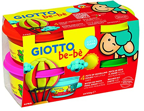 GIOTTO be-bè - Boite 4 x 100g pâte à jouer - magenta rouge jaune vert