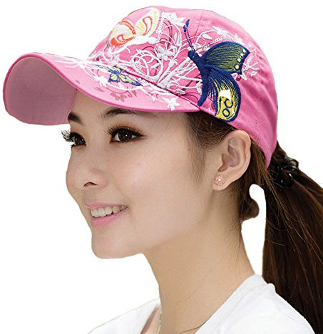 HugeStore Damen Baseball Mütze Kappe Baseballkappe Snapback Hut Schildmütze Hip Hop Hut Schmetterling Muster Rosa