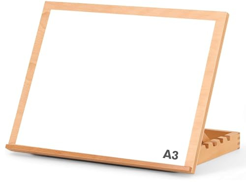 Create Lee A3 Desktop Table Easel and Craft Workstation – Adjustable Beech Wood Tabletop Easel Board for Painting, Drawing and Sketching – A3 Easel Stand and Art Table for Artists, Students, Hobbyists