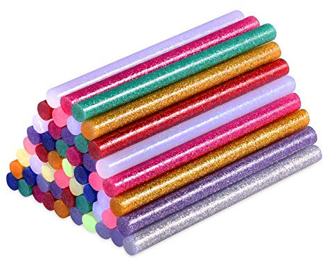 Hot Melt Adhesive Glitter Hot Glue Sticks 7 mm x 100 mm for Hot Melt Glue Gun SMALUCK® Glitter Hot Melt Glue Adhesive Sticks for DIY Art Craft 50 pcs