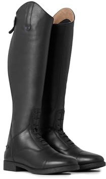 HORZE Rover Kids' Tall Field Boots, Starter Horse Riding Boots with Stretchy Easy-Fit Synthetic Leather and Rear Zipper - Black - 1