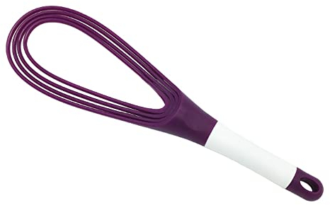 Frusta a spirale da cucina, in plastica, 29 cm, con filo spesso, frusta per uova, frusta e frusta antiaderente, per cucinare miscelare, frusta, viola