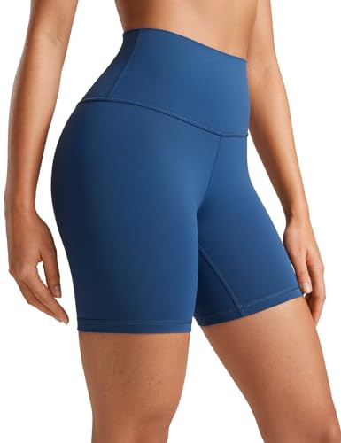 CRZ YOGA Pantaloncini Yoga Donna Butterluxe 15cm - Leggings Ginnastica Vita Alta Allenamento Running Biker Shorts Nave Francese 44