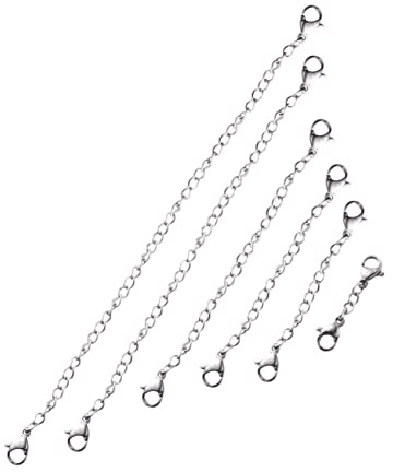 Didiseaon 6pièces Extension Chaîne Acier Inoxydable Rallonge pour Bijoux Création Chaîne Extension Fermoir Mousqueton