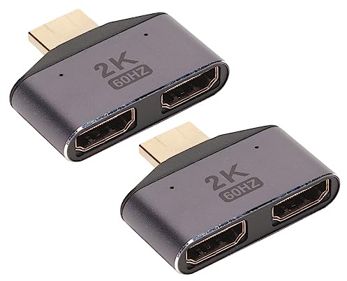 2-pack HDMI Hane Till Hona Adapter 1 Ingång Till 2 Utgångar, 2K 60Hz HDMI Video Splitter HDMI Koppling, HDMI Extension Converter med Indikatorlampa